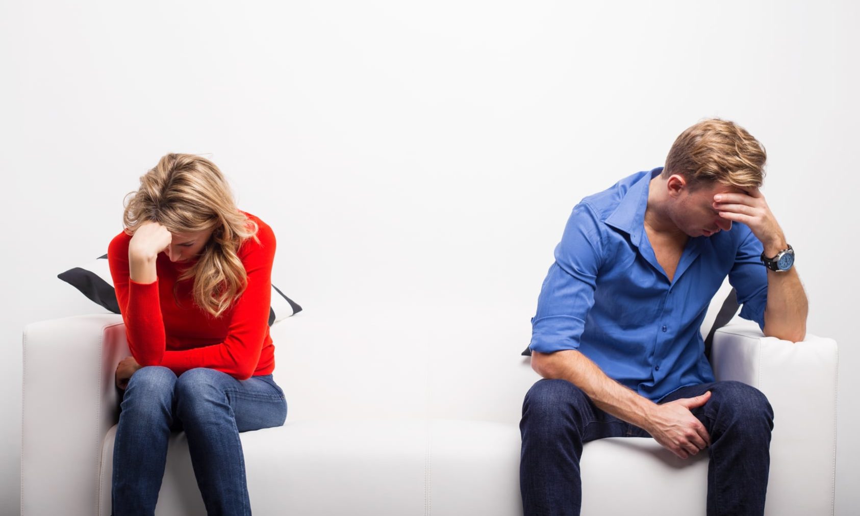Depressed couple having problems breaking up