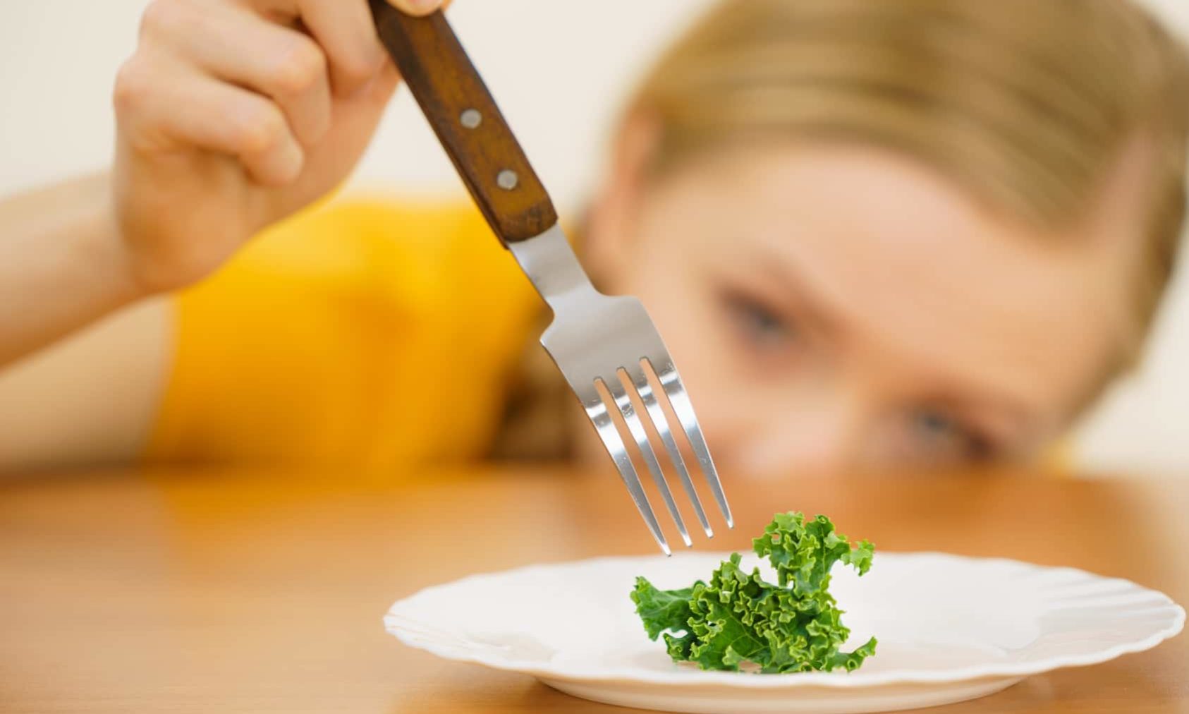 Sad young woman being on diet fussy eaters